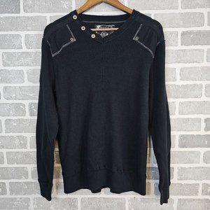 Buckle Black Long Sleeve Shirt with Button Detail